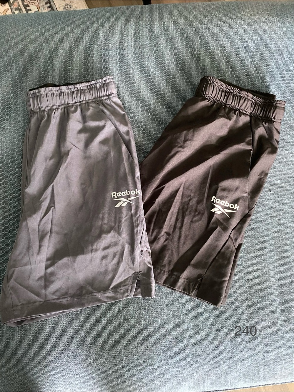 Reebok Men’s Athletic Shorts with Logo- Dark Gray and Black